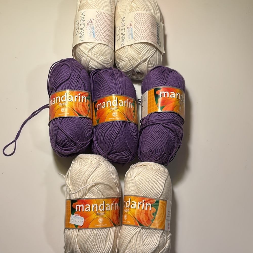 NWT Mandarin Petit Purple/Cream Yarn Bundle from Sandnes Garn
